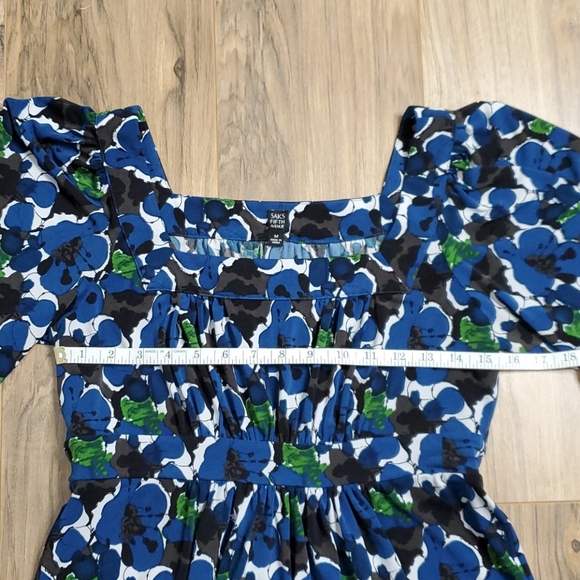 Saks Fifth Ave Blue Brown Pattern Dress - Picture 5 of 14